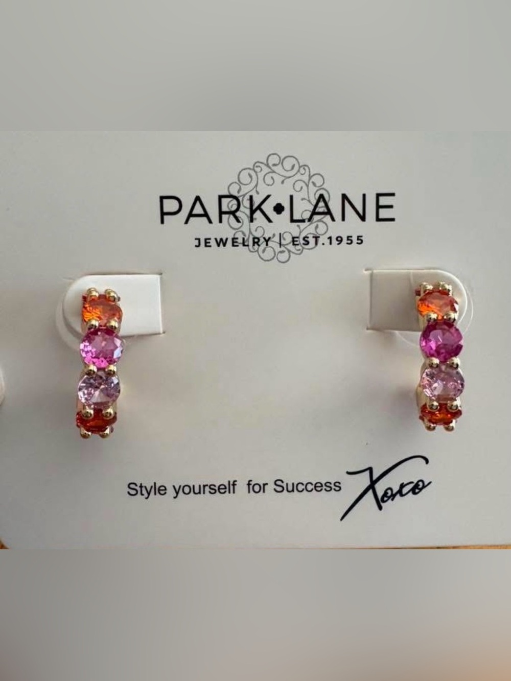 Park Lane Pink & Orange Crystal Hoop Earrings